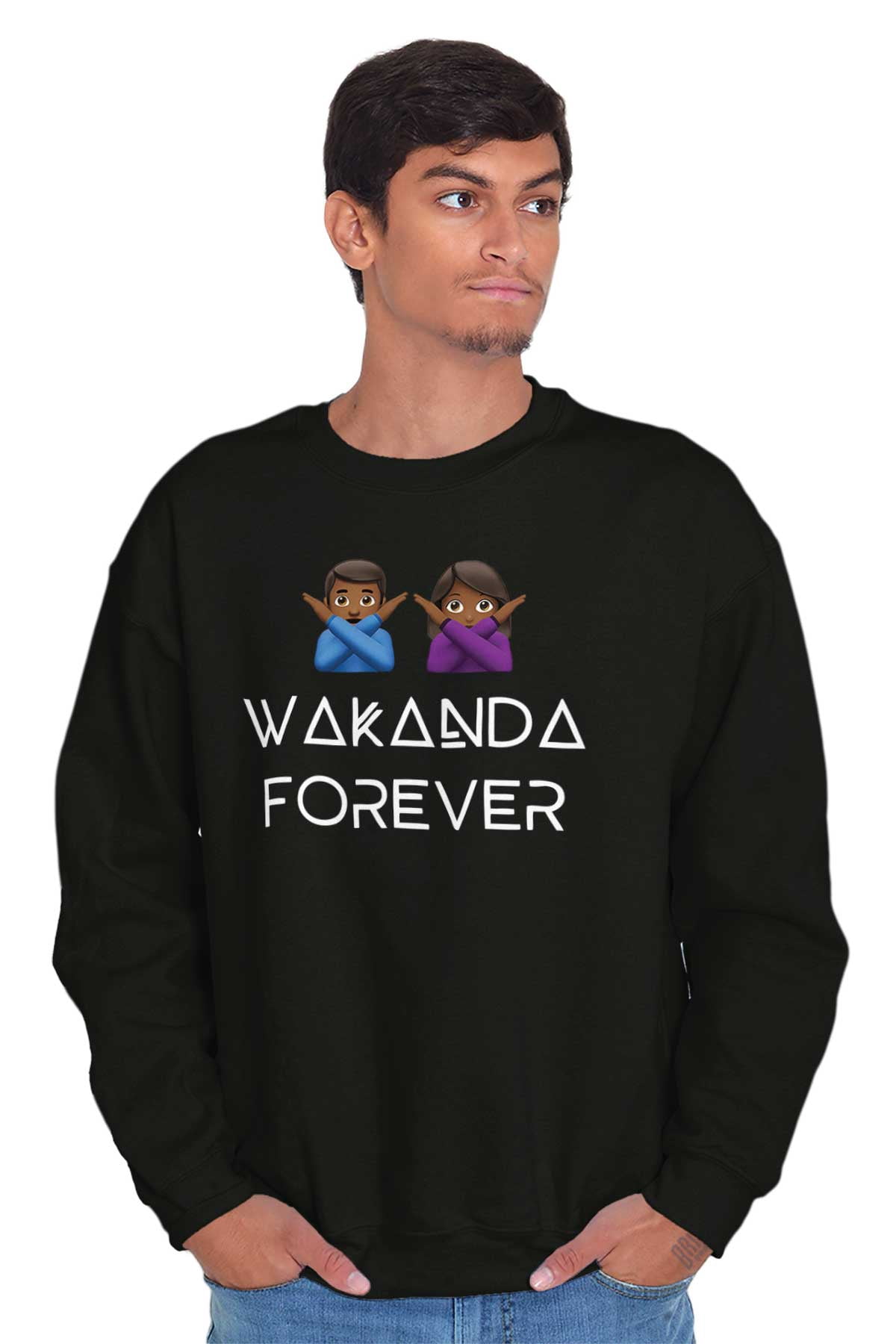 Black Panther Crewneck Sweat Shirts Sweatshirts Wakanda Forever Emoji