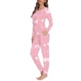 thumbnail image 2 of Renewold Splendid Women's Long Sleeve Lounge Top and Cozy Bottom Pant Pajama Set Love Letter Heart Print Pj Fall Winter Night Sleepwear Size 2XL, 2 of 5