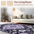 thumbnail image 2 of ODIKA 2'x3' Machine Washable Non-Slip Area Rug, Symmetrical Inspired Design with Interlocking Floral and Geometric High Traffic Rug, Purple, 274468, 2 of 7
