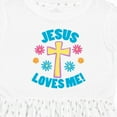 thumbnail image 4 of Inktastic Easter Jesus Loves Me with Cross and Flowers Girls Toddler Dress, 4 of 5