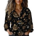 thumbnail image 2 of Endives Womens Cotton Shirt Art Printed Button Down Shirts Casual Womens Tops Long Sleeve Blouse, 2 of 7