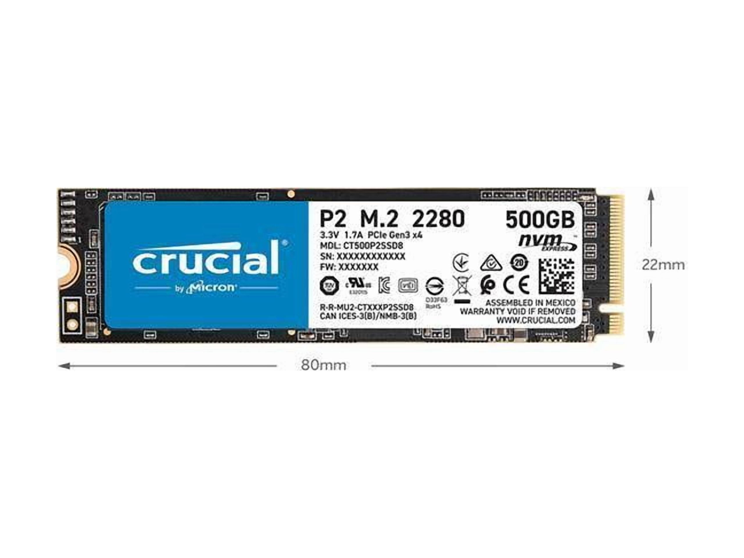 Crucial P2 2TB Solid State Drive, 3D NAND NVMe PCIe M.2 SSD, Up to