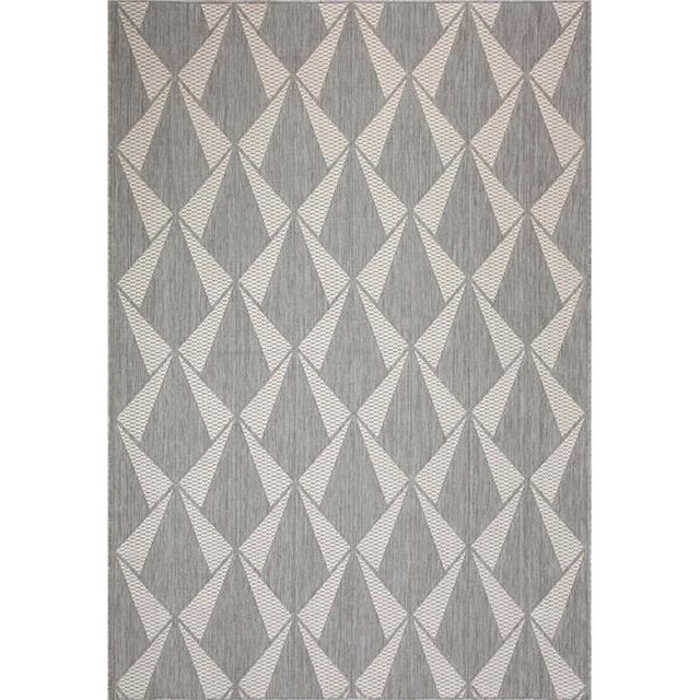 Dynamic Rugs VL681641190 Tapis Rectangulaire 5 Pi. 3 Po. x 7 Pi. Villa 1641 Mélange de Viscose & Polyester Rétractable 2 Couleurs - 190 Ivoire & Gris