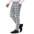 thumbnail image 4 of INSPIRE CHIC Men's Plaid Dress Pants Casual Slim Fit Checkered Business Trousers Gray 30, 4 of 6