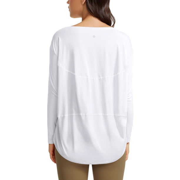 Remera CRZ YOGA de Algodón Pima Manga Larga Cuello Barco Blanca M