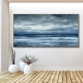 thumbnail image 5 of Abstract Ocean Oil Painting Seascape Canvas Textured Wall Art Hand-Painted Dark Blue Sky Clouds Painting Modern Living Room Decor,Unstretched,Frameless,(41*61cm)16*32Inches, 5 of 5