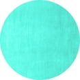 thumbnail image 1 of Ahgly Company Machine Washable Indoor Round Solid Turquoise Blue Modern Area Rugs, 4' Round, 1 of 4
