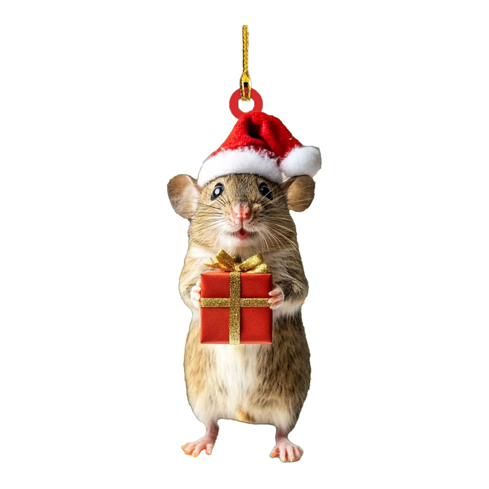 Cute Christmas Mouse Decorations,2D Flat Acrylic Hanging Christmas Tree Ornaments,Xmas Keepsake Pendant for Pet Lovers,Car Rear View Mirror Accessories,Xmas,Acrylic Mouse Pendant(2Pc)
