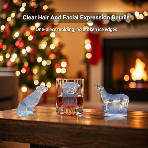 3D Pug Dog Ice Cube Silicone Molds Tray for Whiskey, Cocktail, Drink Decor, Bar; Rich Details. Fun Animal Shape Large Dogs Candle Epoxy Resign Mold; Pug Gifts for Women Kids Puppy Lover, 2 Pack