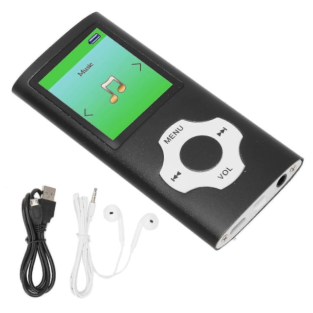 Reproductor de MP3 con pantalla LCD de 1,8 pulgadas, compatible con grabación, radio FM, reproductor de música portátil para estudiantes, color negro