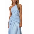 thumbnail image 3 of Formal Maxi Prom One Shoulder Pleated Cocktail Dress Women Wedding Guest Daily Long Party Dresses Light Blue S, 3 of 10