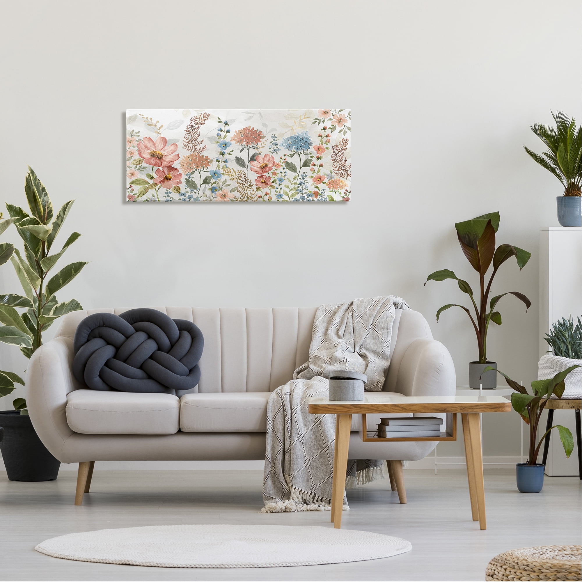 Stupell Industries Pastel Spring Florals Botanical & Floral Painting Gallery Wrapped Canvas Art Print Wall Art, 40 x 17