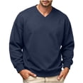 thumbnail image 3 of Atkumj Mens V Neck Sweatshirts Fall Fashion Solid Color Pullover Top Casual Comfy Relaxed Long Sleeve Sweatshirts L, 3 of 7