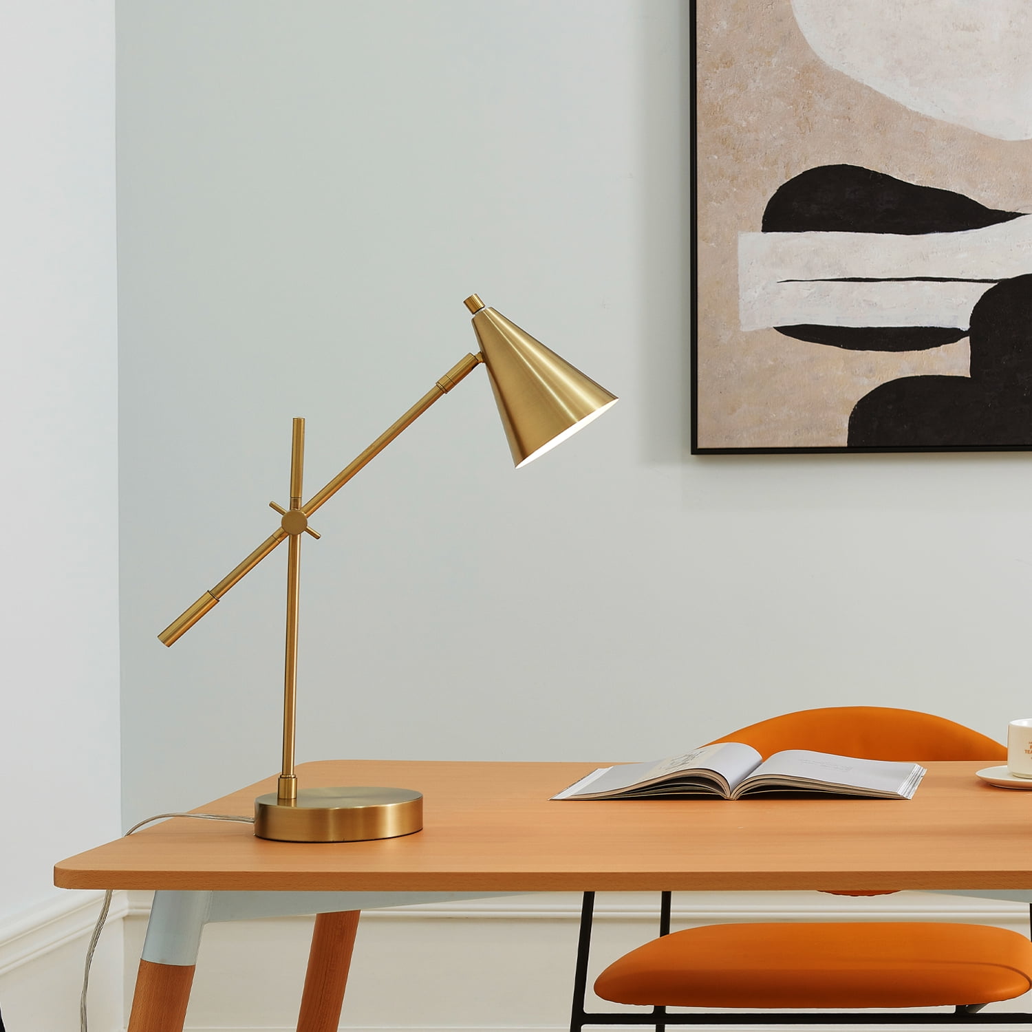 Novogratz x Globe Tacoma 18" Matte Brass Balance Arm Desk Lamp, 52887