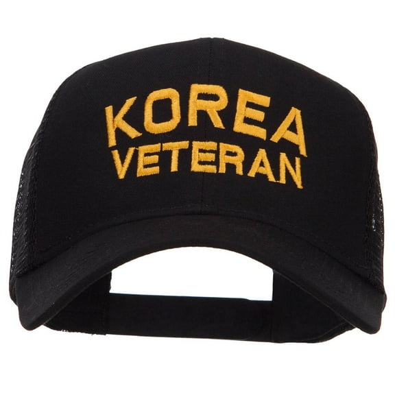 Korea Veteran Embroidered Mesh Cap - Black OSFM