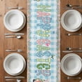 thumbnail image 4 of Table Runner 72 Inches Long for Kitchen Dining, Easter Dresser Scarf Farmhouse, Dining Table Decorations for Wedding/Parties, Spring Gnomes Bunny Eggs Flowers Blue Checkered 18 x 72 In, 4 of 8