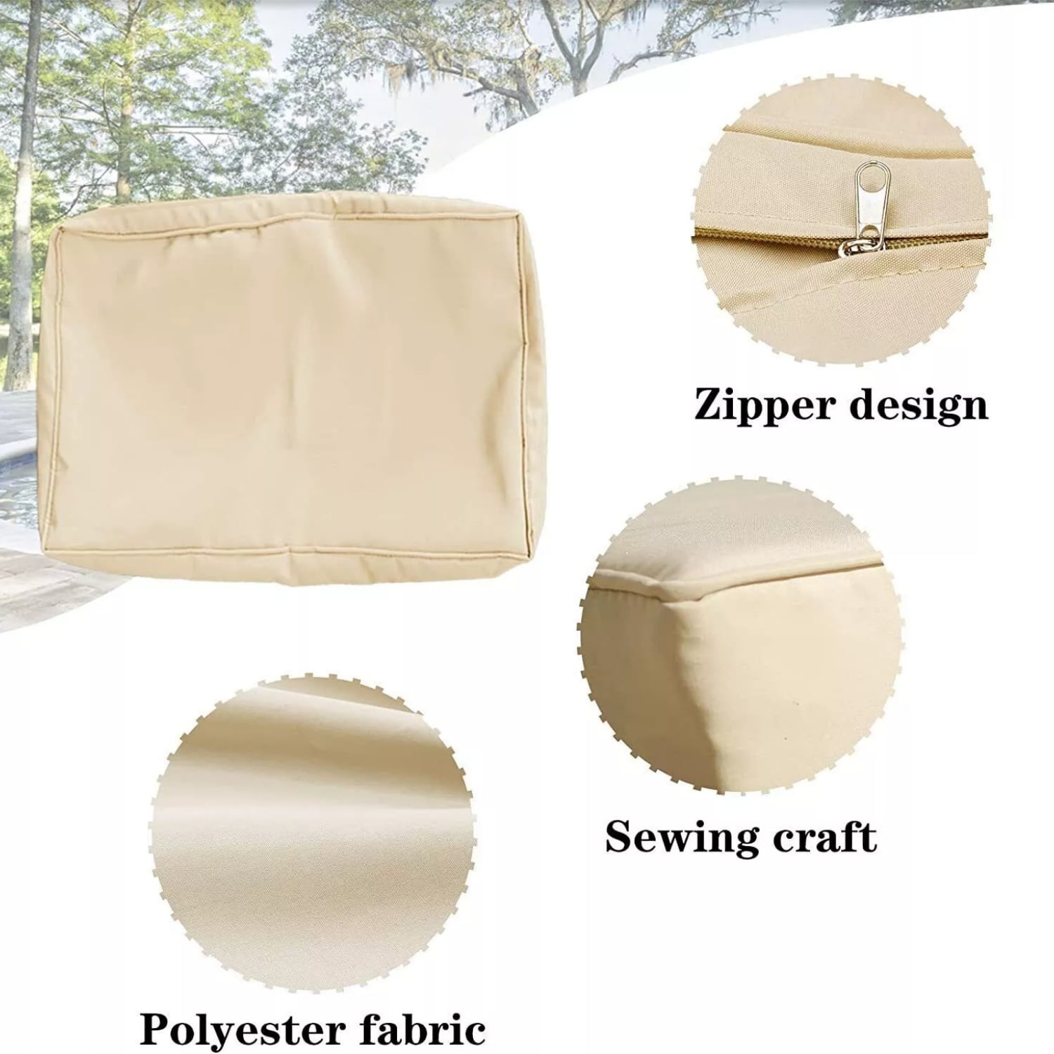 FKS LIFE Outdoor Cushion Slipcovers 25x25x3.15 inches Patio Cushion Covers Splash Proof Water with Zipper Furniture Cushion Cover