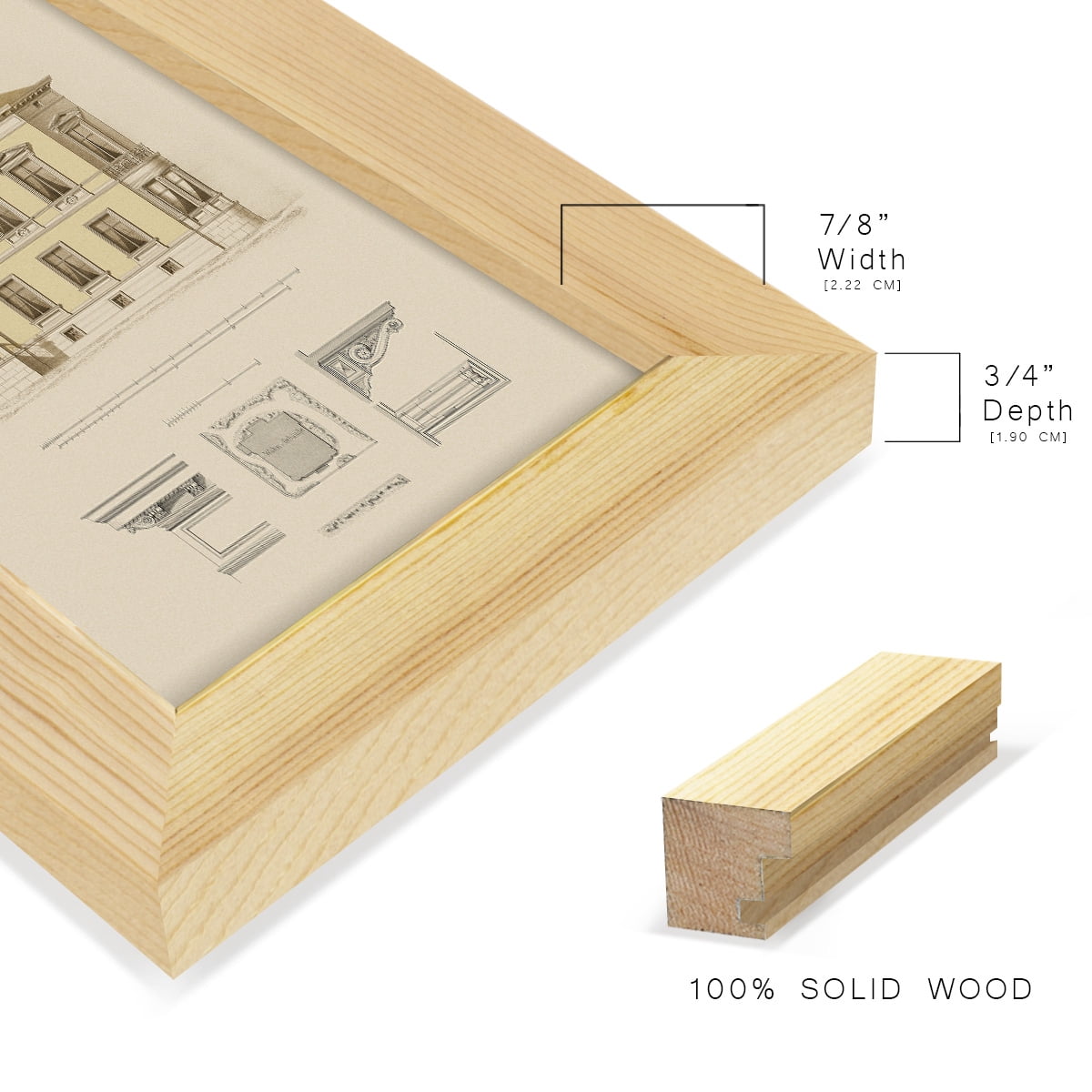 Estate and Plan VI -Framed Print w/glass-Natural Wood