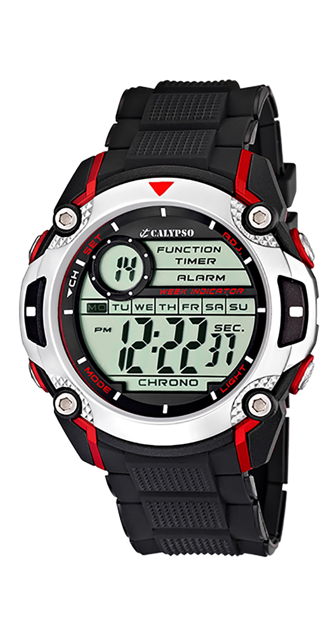 Calypso K5577 - 47mm Mens Digital Sports Watch, Quartz, Silicone Strap,  Dual Time, Chronograph, Day And Date