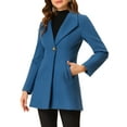 thumbnail image 4 of INSPIRE CHIC Women's Lapel Collar Buttoned Outwear Elegant Work Notch Trench Winter Coat M Grey Blue, 4 of 6