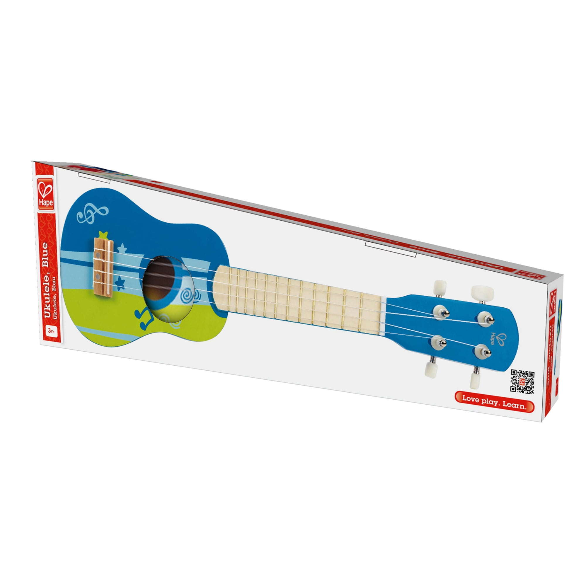 Hape Kid's Wooden 21" Toy Ukulele in Blue/Green for Preschool & Toddler