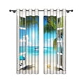 thumbnail image 6 of Summer Beach Blackout Curtains, Sea Waves Shell Starfish, Room Darkening Grommet Curtains, White Window View, 52"x63", 2 Panel, 6 of 6