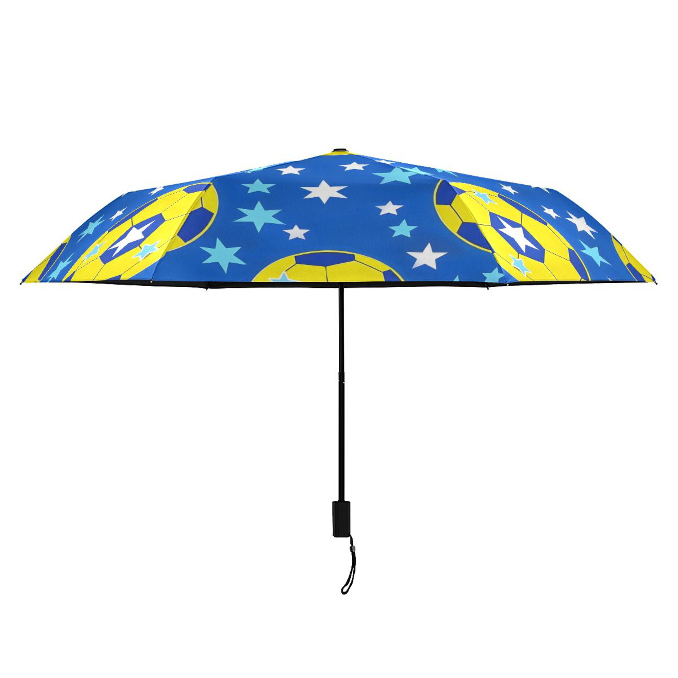 ALAZA Soccer Star Footballs UPF 50+ Compact Folding Umbrella for Rain Travel Umbrella Packable