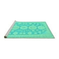 thumbnail image 2 of Ahgly Company Machine Washable Indoor Round Oriental Turquoise Blue Traditional Area Rugs, 4' Round, 2 of 4