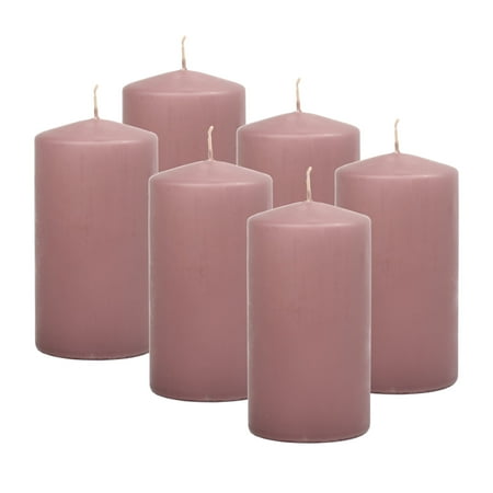 Hyoola 3 x 6 Lavender Unscented European Made Pillar Candles Dripless Paraffin Wax with Smokeless Cotton Wicks 6-Pack