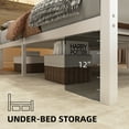 thumbnail image 6 of 4 EVER WINNER Queen Bed Frame with Storage Headboard and LED Light, Metal Platform Bed Frame with Wooden Headboard, No Box Spring, Brown and White, 6 of 9
