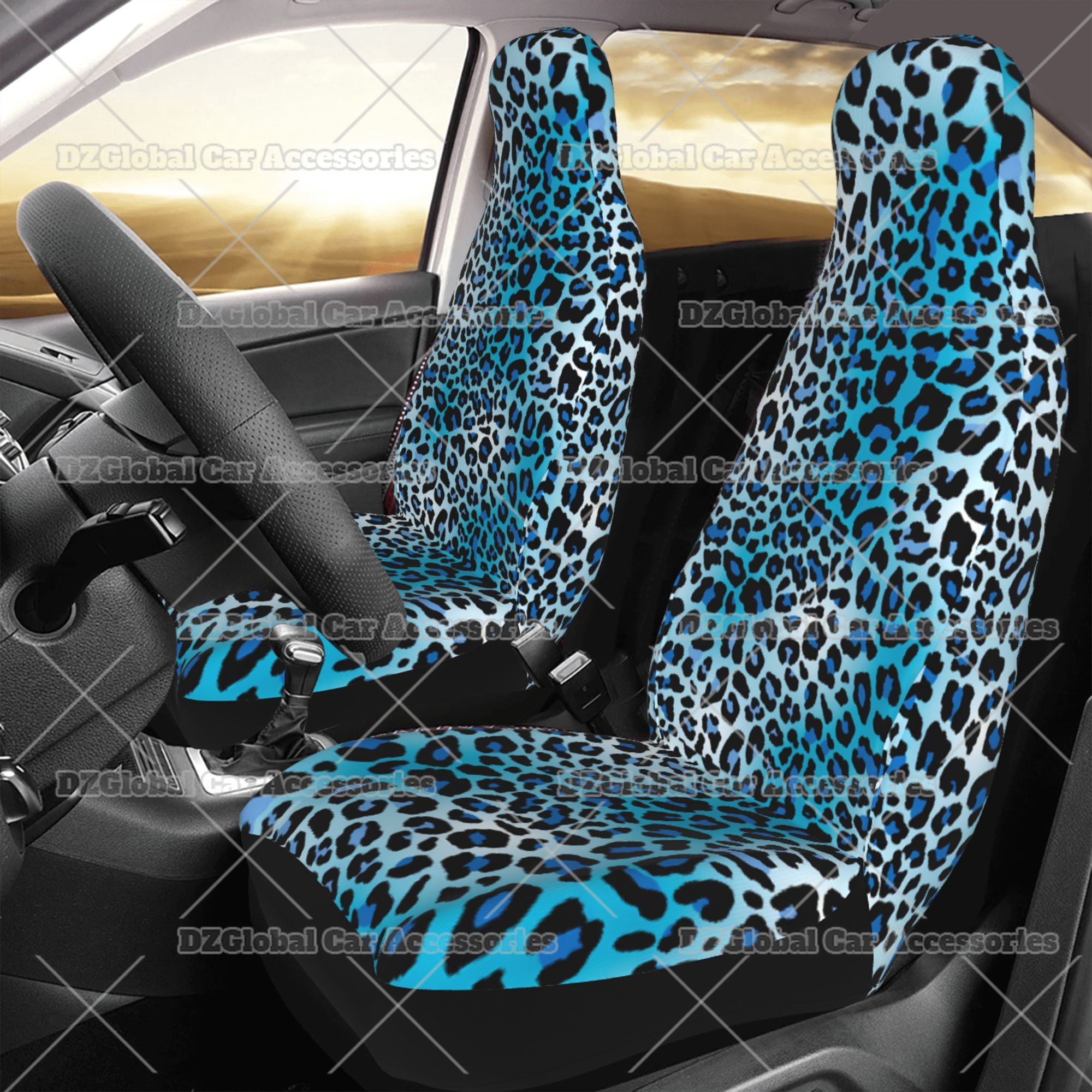 Blue Print Car Seat Covers for Men WomenComfortable Cheetah Bucket Front Seats Protectors Universal