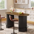 thumbnail image 5 of Finmind 59" Oval Bar Table, Industrial Counter Height Pub Table with Metal Footrest, Large Home Bar Unit for Living Room, Rustic Brown & Black, 5 of 8