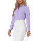 thumbnail image 4 of Camisas de manga larga con cuello de pie y botones para mujer INSPIRE CHIC XL púrpura, 4 of 5