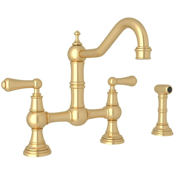 Perrin And Rowe U.4756L-2 Edwardian 1.8 GPM Widespread Bridge Kitchen Faucet - Satin