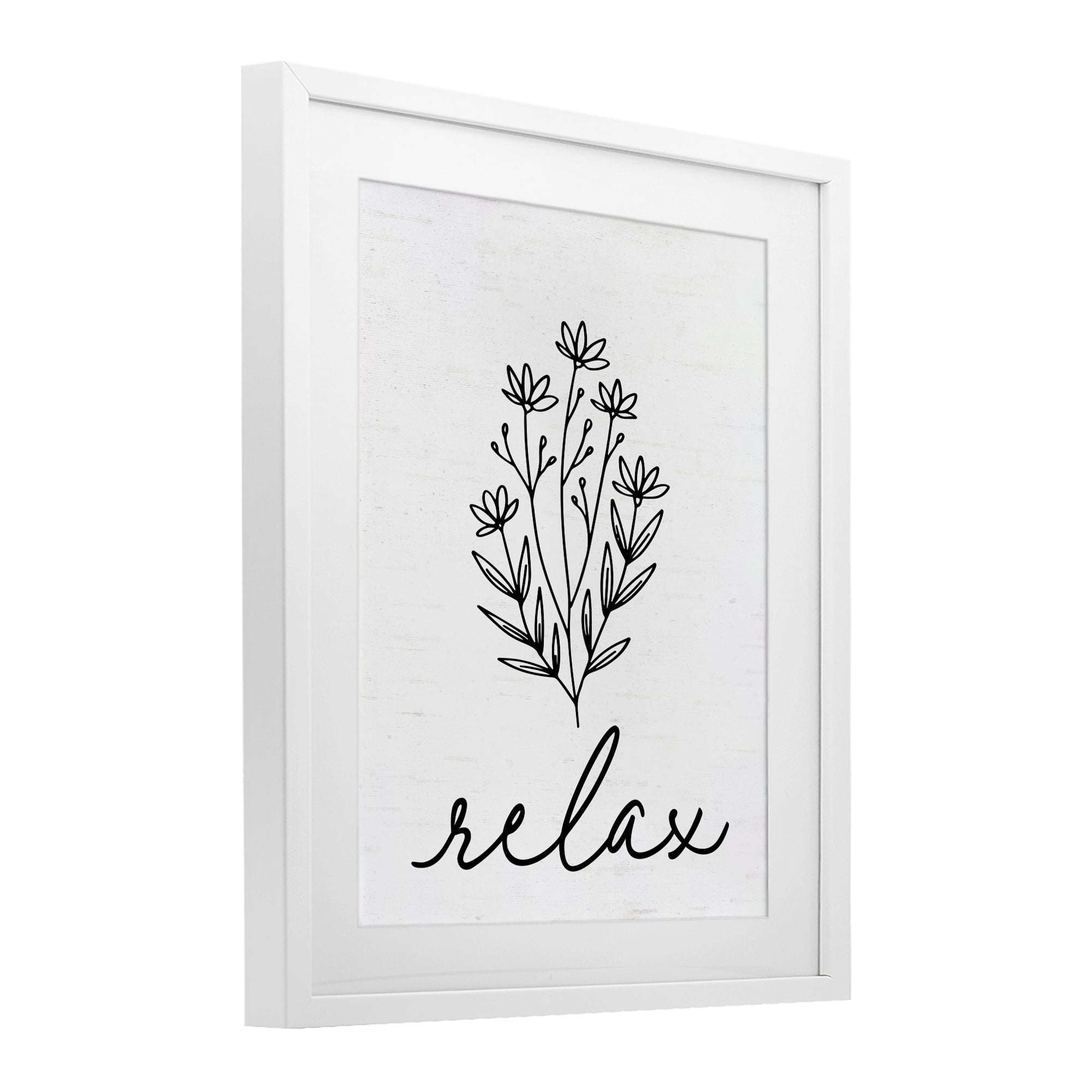 Bathroom Herb Relax White Framed Print Under Glass, design by Lettered and Lined
