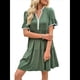 thumbnail image 2 of Vestido Camisero Holgado con Escote en V para Mujer, Estilo Babydoll, Corta, Corte Recto, Informal, Minivestido de Verano 2025. Verde S, 2 of 10