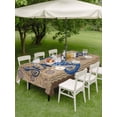 thumbnail image 4 of Outdoor Tablecloths with Umbrella Hole & Zipper, Vintage Seahorse Rectangle Tablecloth 52x70 Inch, Brown Nautical Anchor Bubbles Coastal Waterproof Table Cloth, Patio/Pool/Picnic Table Covers, 4 of 8