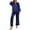 Navy Blue, variant on Women's Classic Button Down Satin Silk Pajama Set - Long Sleeve Top & Pants for Sleepwear/Loungewear