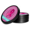 thumbnail image 1 of Silicone Non-Slip Drink Coasters with Removable Printed Absorbent Felt Pad - Set of 4 - Breast Cancer, 1 of 3