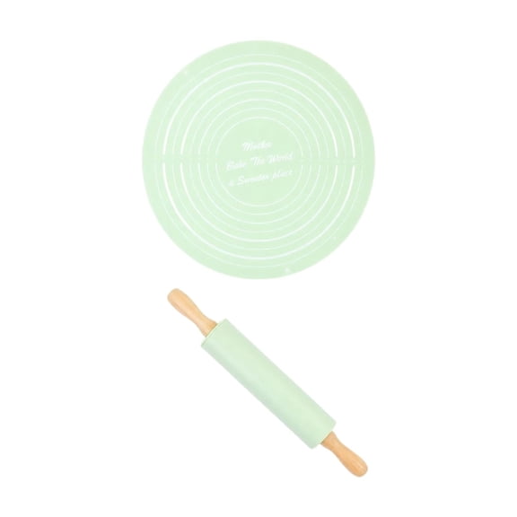 Silicone Baking Mat with 13.5 Inch Round Silicone Pastry Mat and 12 Inch Silicone Rolling Pin, Heat Resistant Mat for Baking Mat for Rolling Out Dough and Dough Mat for Counter