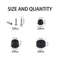thumbnail image 2 of Rrina 72 piezas de tabla de cortar de dureza media, pies de parachoques de goma con tornillos de arandela inoxidable, kit surtido de 3 tamaños 0,6 "0,8" 1 "para muebles de electrodomésticos, 2 of 6