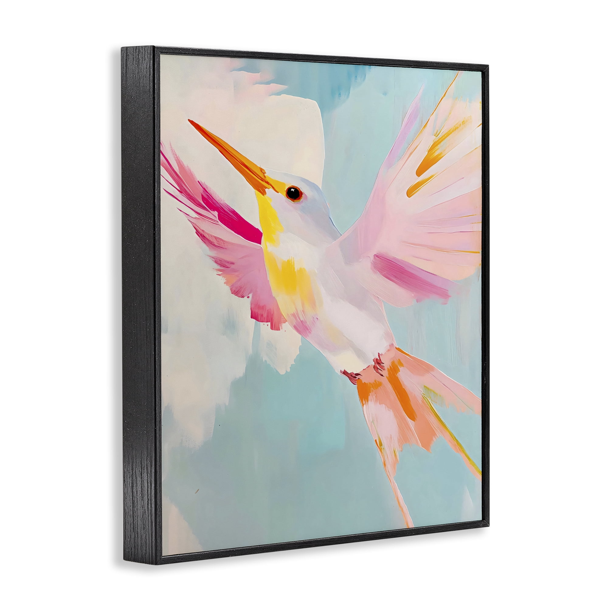 Stupell Industries Pastel Hummingbird Soaring Black Framed Giclee Art, design by The Prints Vibe