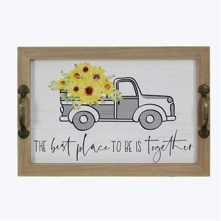 

Youngs 21685 Wood Farm Truck Design Serving Tray with Metal Hardware