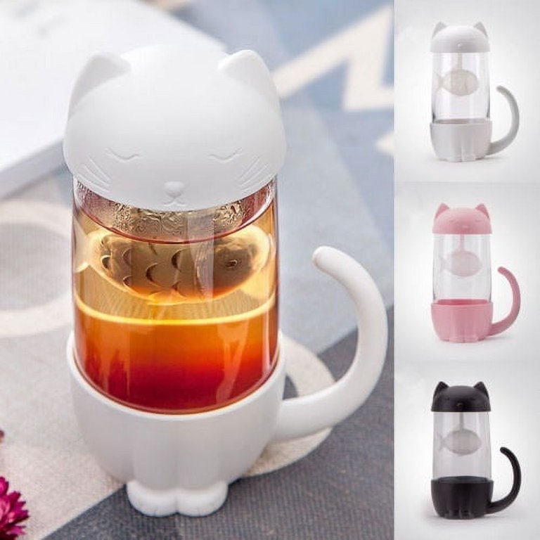 Ceramic Lovely Cat Tea Mug with Infuser & Color Box packing