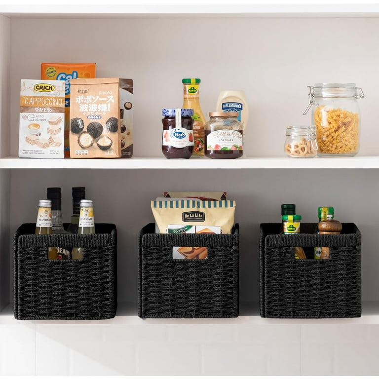 HBlife 2 Pack Woven Wicker Baskets, Shelf Decor, Rectangle