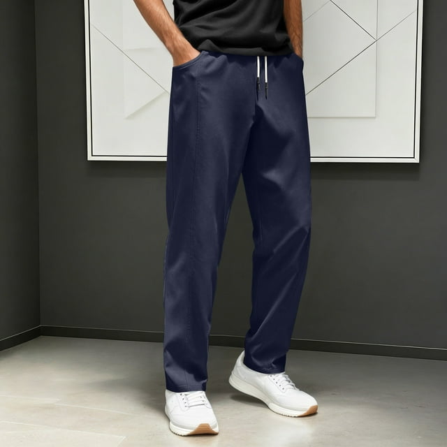 Men's Casual Pants Business Style Tailored Flat Front Trousers For Everyday Comfort And Ready Performance