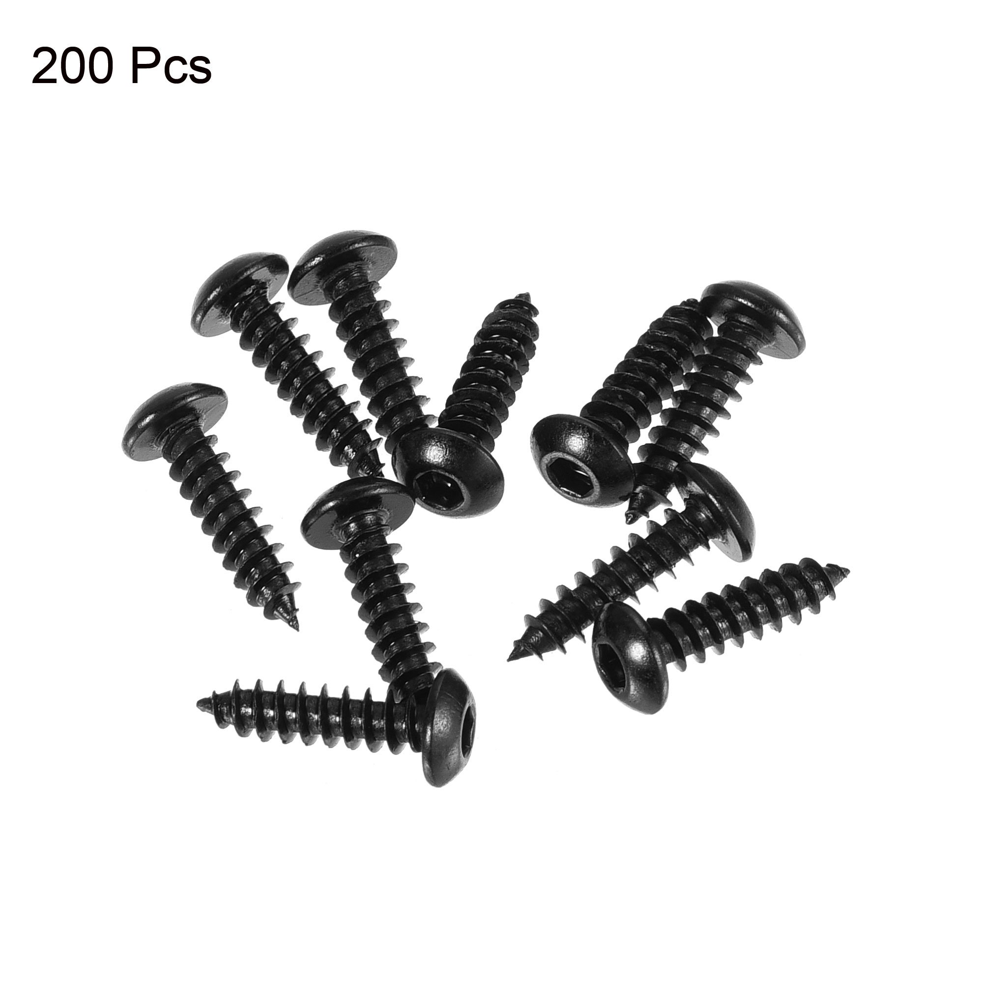 Unique Bargains Hex Socket Self Tapping Screws Made of Carbon Steel Black M3 x 12mm