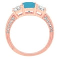 thumbnail image 2 of 3.61 ct Emerald Cut Simulated Turquoise 3 Stone 14K Rose Gold Womens Engagement Ring, 2 of 4