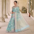 thumbnail image 2 of Banaras Kota Tilfi Jaal work Indian sari - Sky Blue, 2 of 4