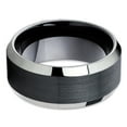 thumbnail image 2 of 10mm Black Tungsten Wedding Ring,Silver Tungsten Ring,Black Wedding Ring,Tungsten Carbide Ring,Black Wedding Ring, 2 of 4